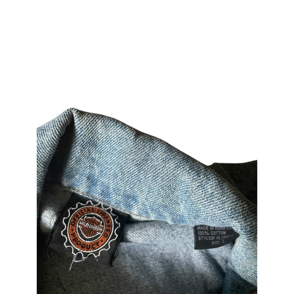 Harley-Davidson Jacket Mens Large Blue Denim Las Vegas Cafe Live To Ride - Picture 4 of 10